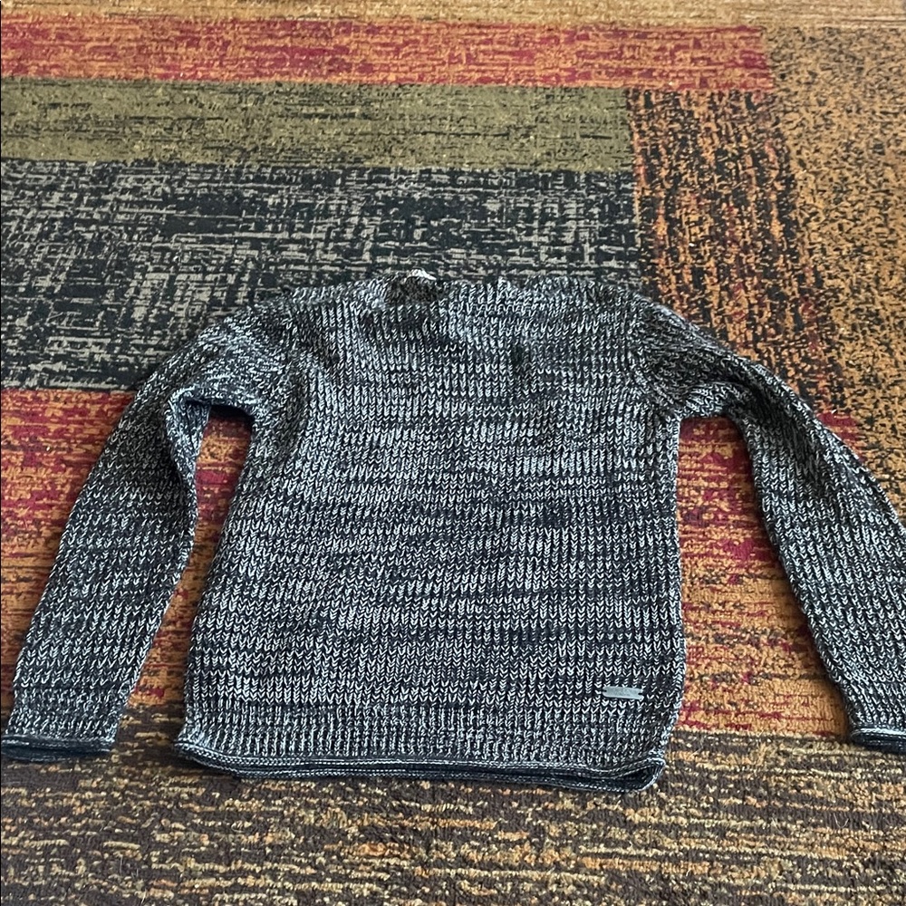 Brave Soul Men's Charcoal and White Crewneck Sweater
